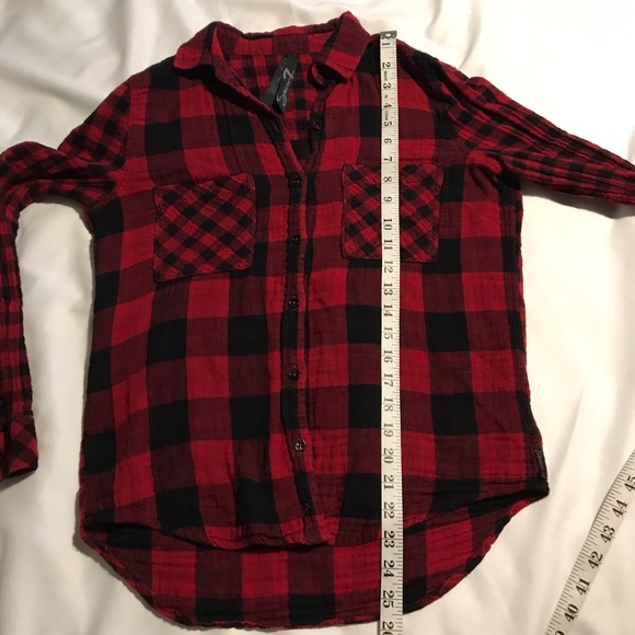7 For All Mankind Tops | 7fam Red Buffalo Check Top | Poshmark